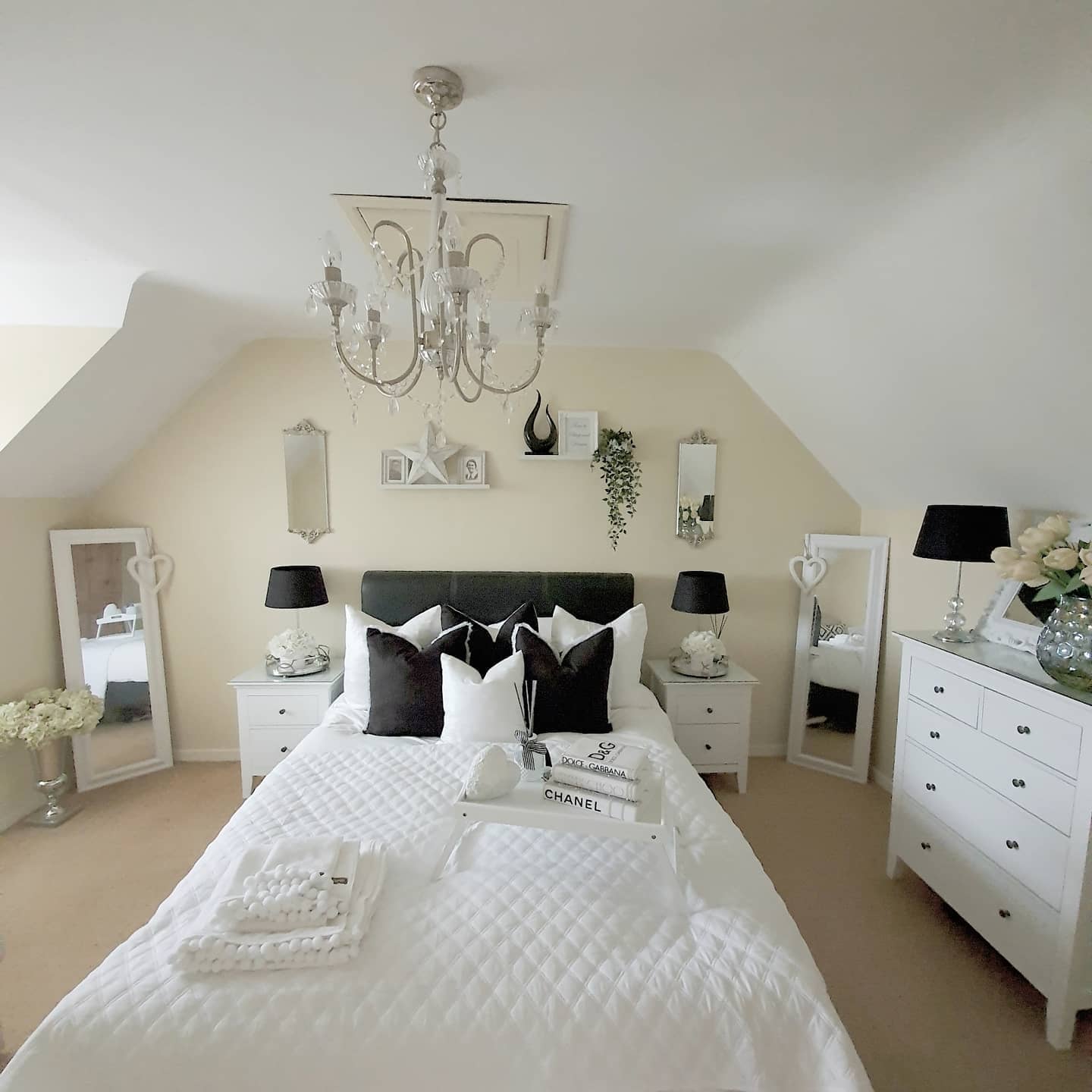 white bedroom chandelier